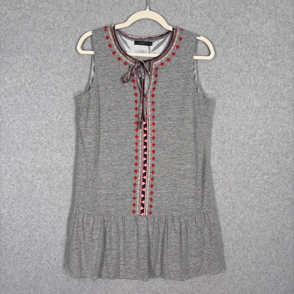 THML Anthropologie Dress Small‎ Tiered Embroidered Velvet Aztec Southwest Boho